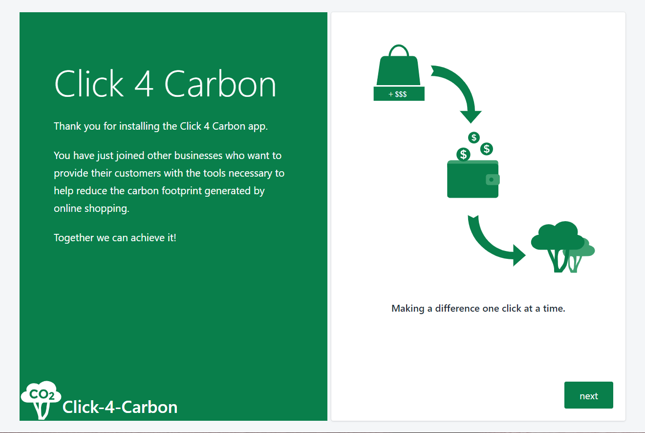 Click-4-Carbon onboarding step 1