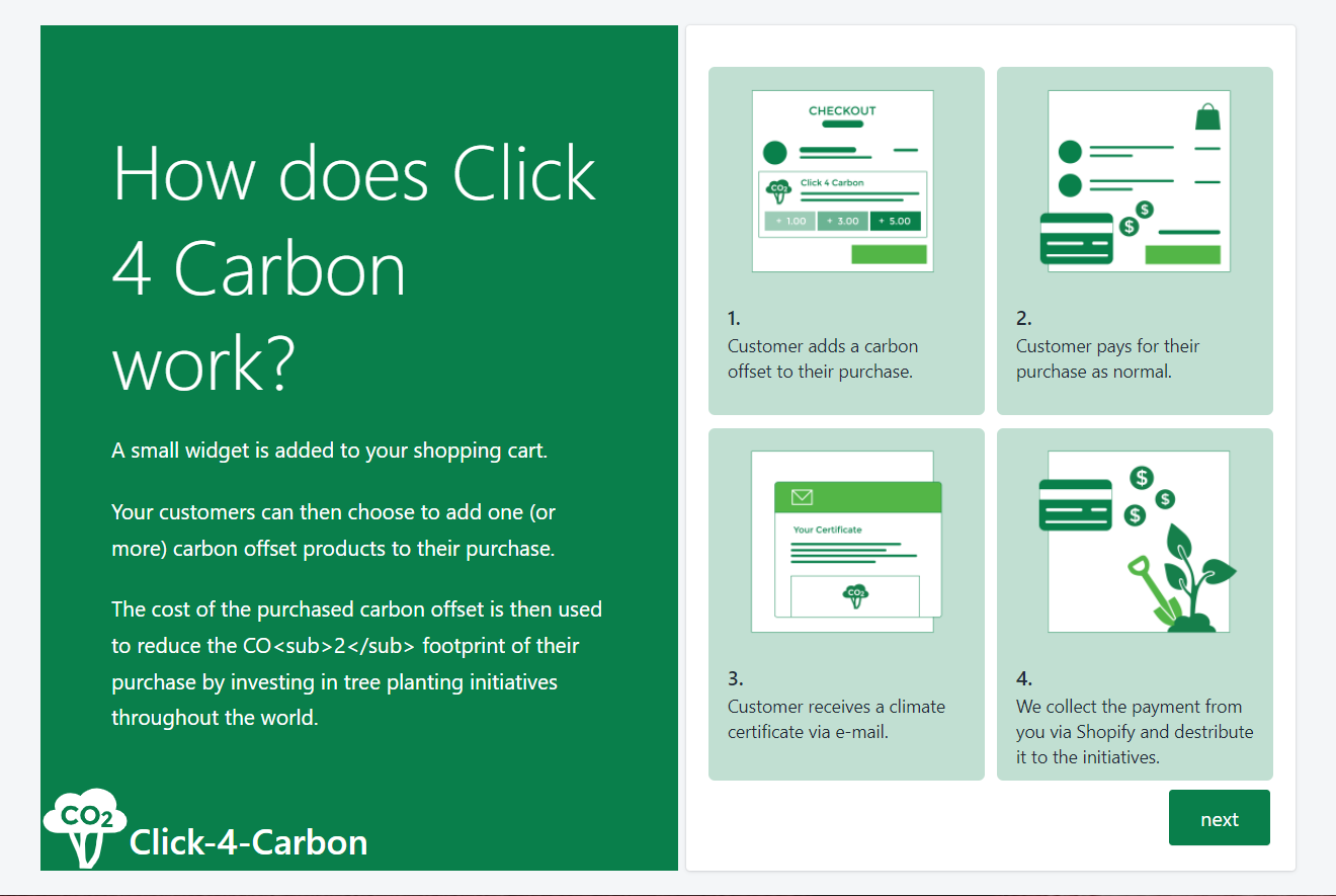 Click-4-Carbon onboarding step 2